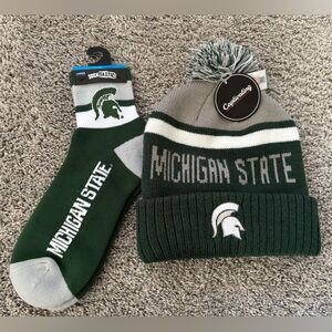 Michigan State Beanie Hat And Socks Size L Mens or Unisex